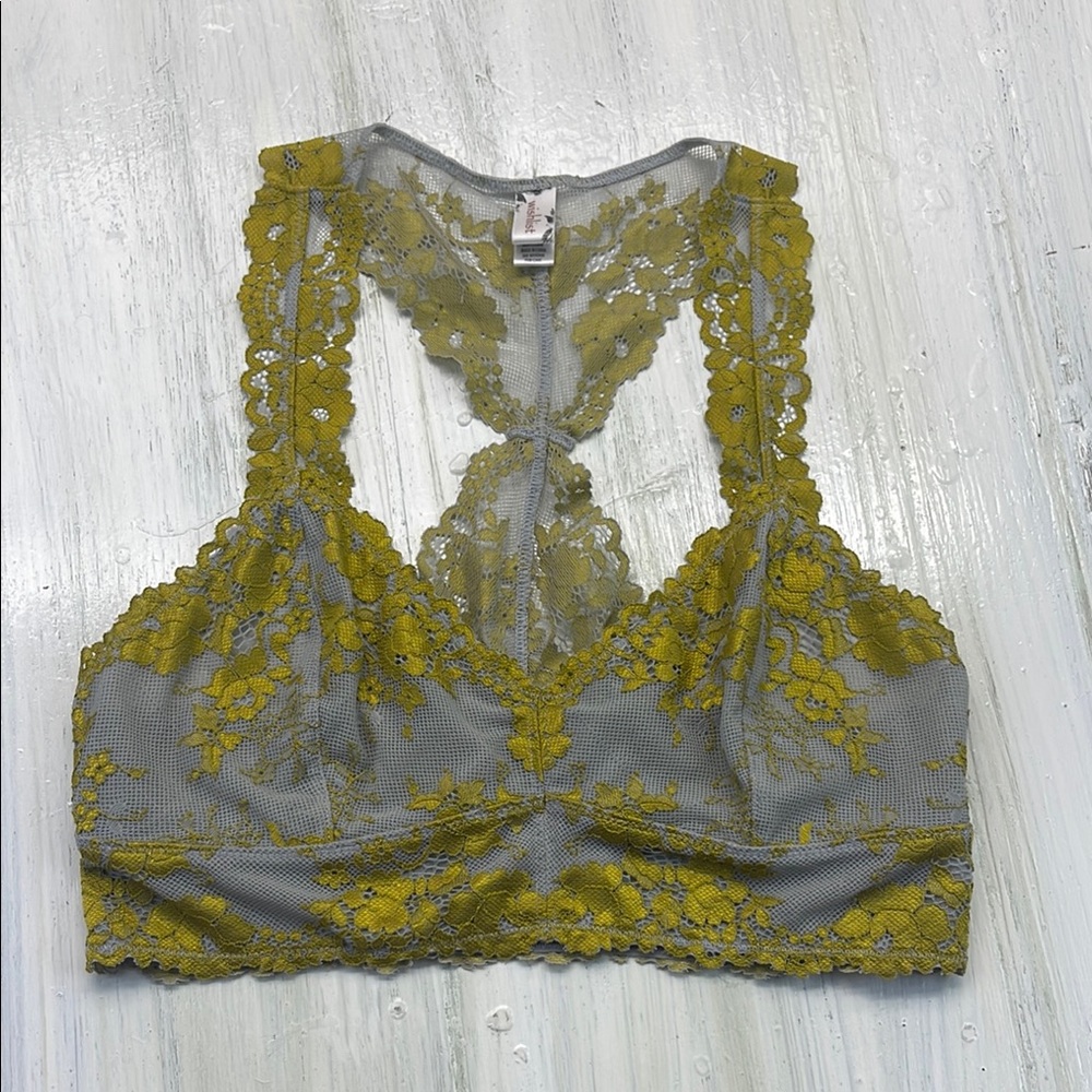 Wishlist Lace Racerback Bralette in Olive Green Sz M
